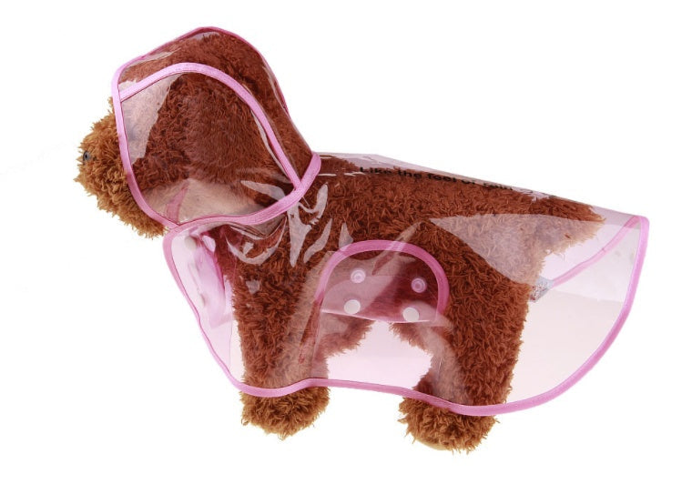 JMT-780554 Transparent Waterproof Dog Raincoat – Adjustable Hoody Clothing for Pets in Various Sizes
