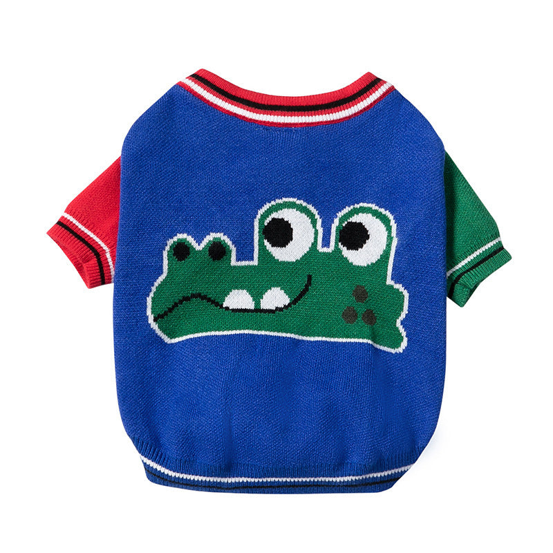 JMT-780682 Cozy Cartoon Red Sweater for Pets - Autumn & Winter Dog Apparel