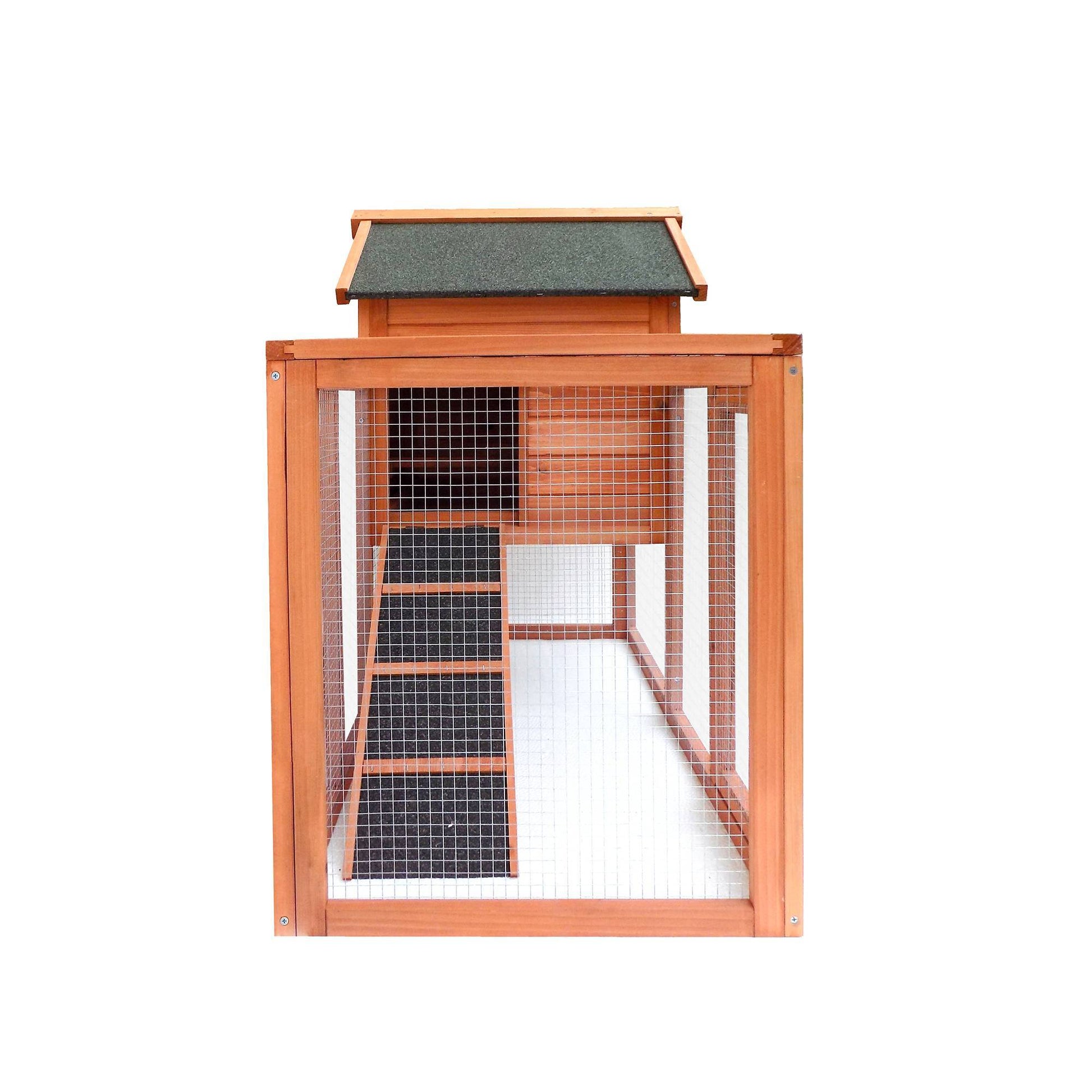 JMT-780938 Wooden Rabbit House with Slant Roof and Slide Out Tray for Easy Cleaning - 48x36x24.8 inches