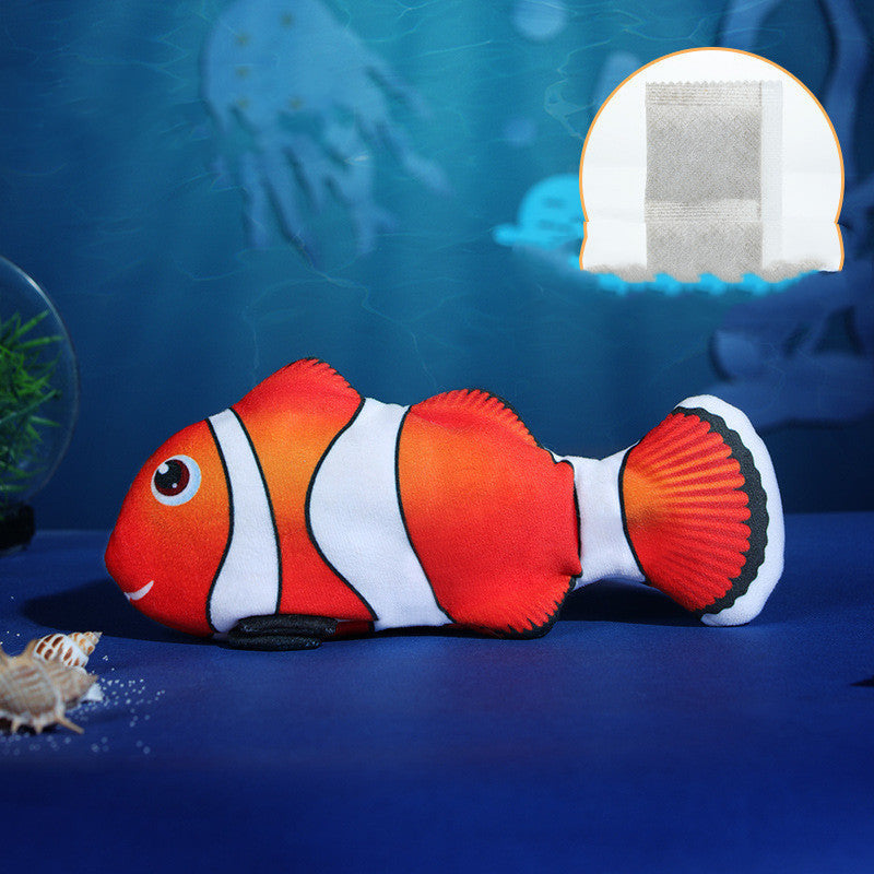 JMT-781066 Electric Plush Toy Fish for Cats and Dogs with Vibration and Touch Feature, USB Rechargeable