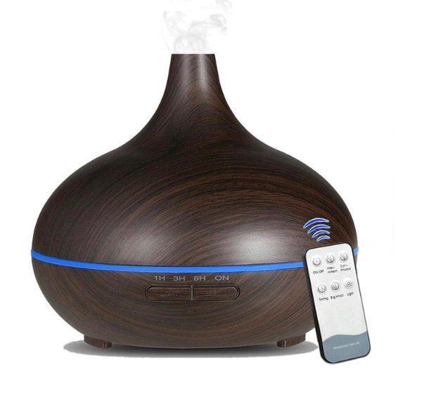 JMT-781066 Wood Grain Ultrasonic Aromatherapy Humidifier with Adjustable Mist & LED Light