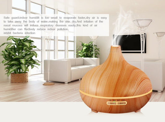 JMT-781066 Wood Grain Ultrasonic Aromatherapy Humidifier with Adjustable Mist & LED Light
