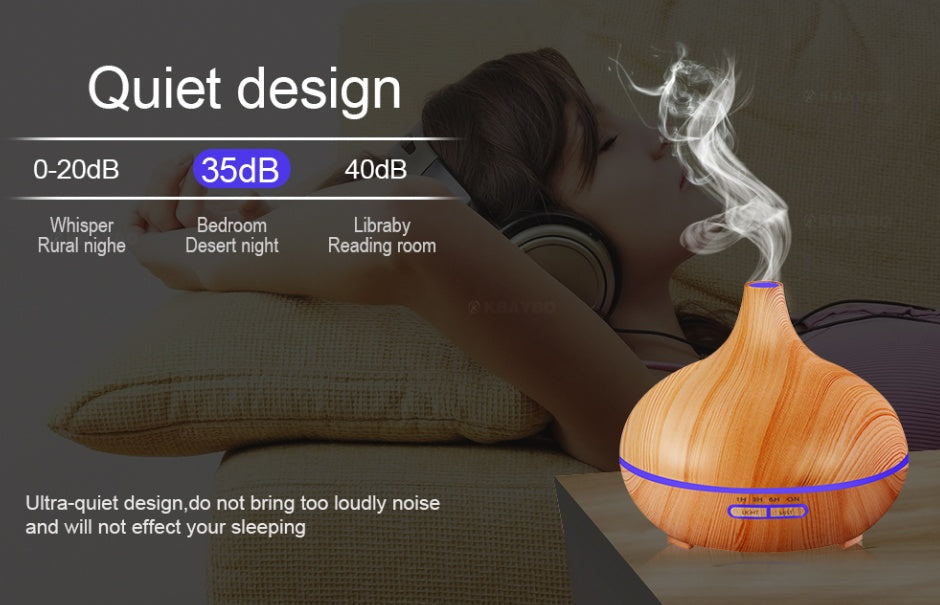 JMT-781066 Wood Grain Ultrasonic Aromatherapy Humidifier with Adjustable Mist & LED Light