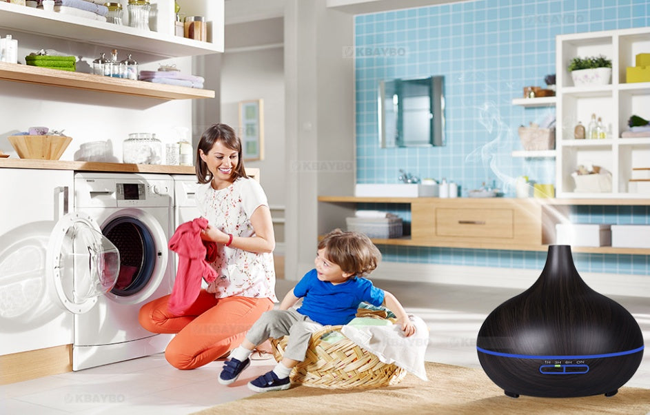 JMT-781066 Wood Grain Ultrasonic Aromatherapy Humidifier with Adjustable Mist & LED Light