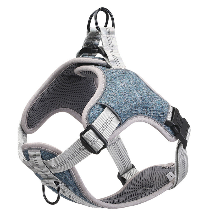 JMT-781258 Reflective Dog Chest Harness Vest - Adjustable Polyester in Blue, Purple, Gray (S, M, L, XL, XXL)