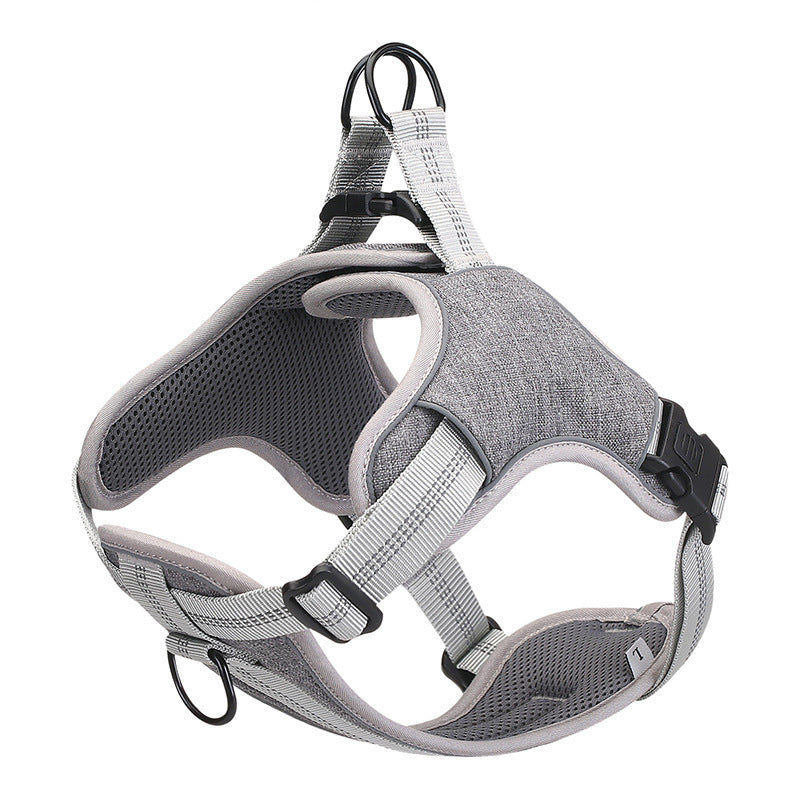JMT-781258 Reflective Dog Chest Harness Vest - Adjustable Polyester in Blue, Purple, Gray (S, M, L, XL, XXL)