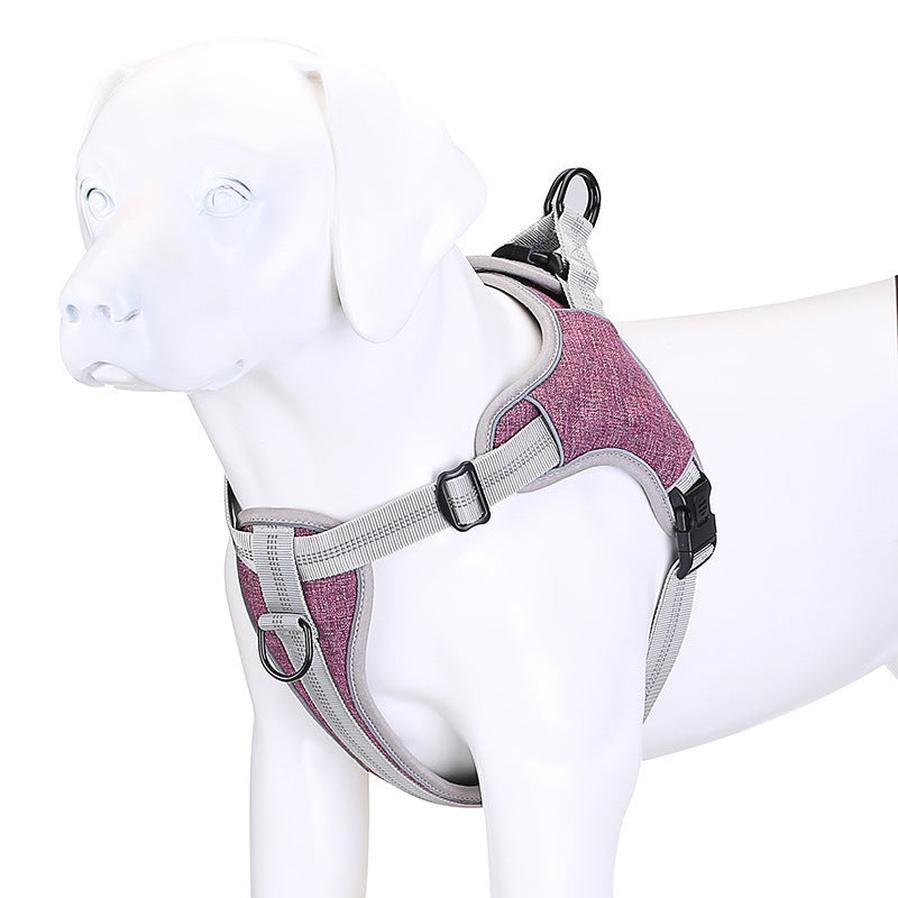JMT-781258 Reflective Dog Chest Harness Vest - Adjustable Polyester in Blue, Purple, Gray (S, M, L, XL, XXL)
