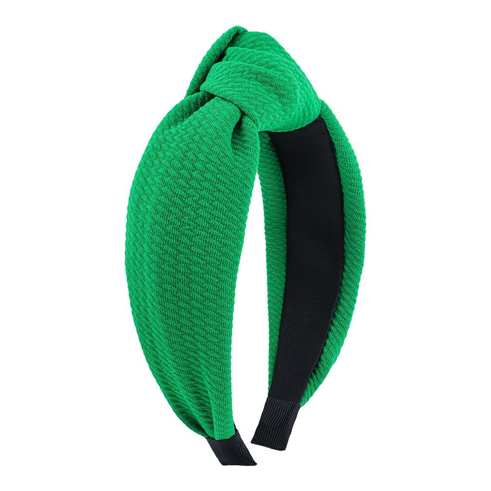 JMT-781450 St. Patrick's Day Clover Seersucker Knotted Hair Hoop for Women