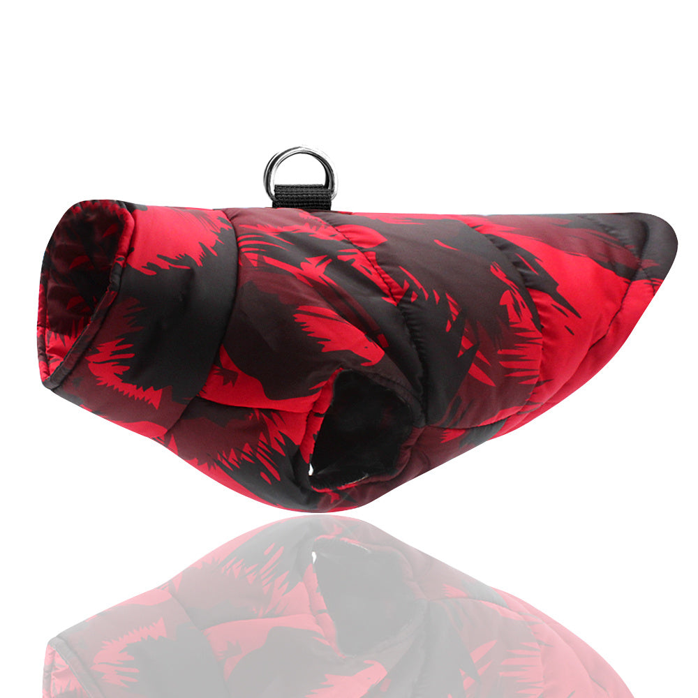 JMT-781706 Cozy Cotton Winter Coat for Large Dogs in Rose, Red, and Black