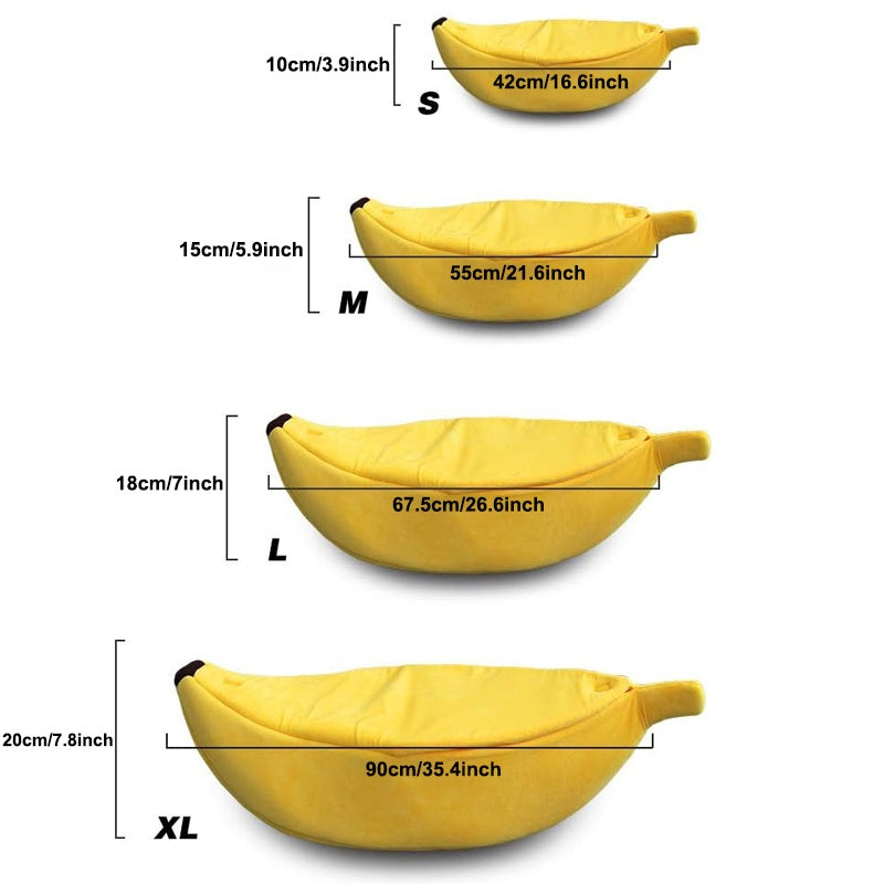 JMT-781898 Cozy Soft Banana-Shaped Cat Bed House for Cats, Kittens, Rabbits, and Small Dogs