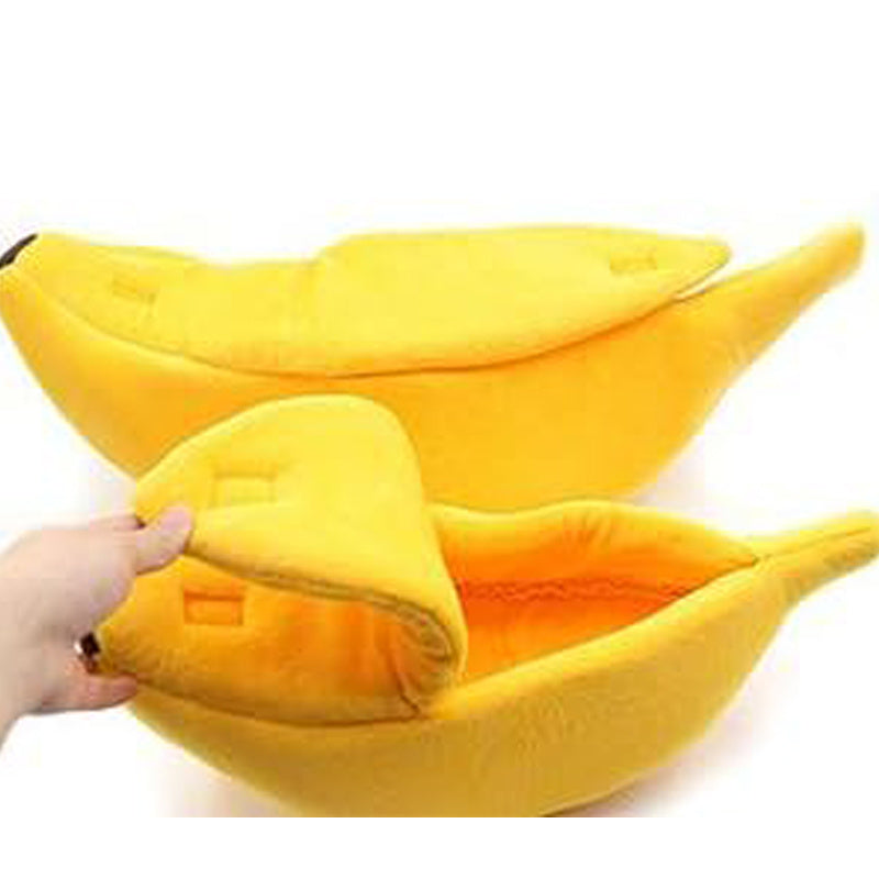 JMT-781898 Cozy Soft Banana-Shaped Cat Bed House for Cats, Kittens, Rabbits, and Small Dogs