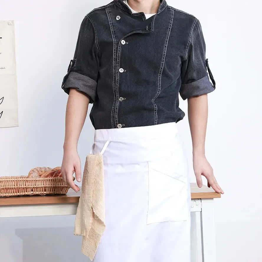 JMT-781962 Men's Summer Chef Overalls with Printed Logo for Restaurant Use - Long Sleeves, Eco-Friendly Materials, Various Colours Available