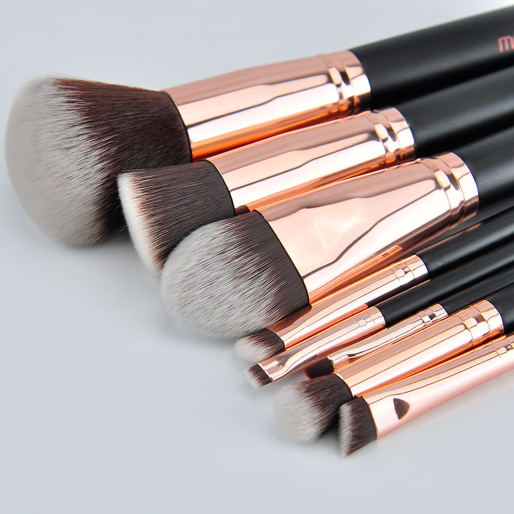 JMT-782346 Rose Gold Wool Bristle Makeup Brush with Wooden Handle - Portable 17.5CM Length