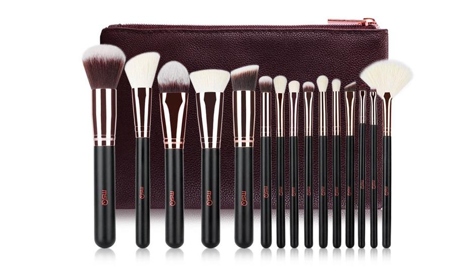 JMT-782346 Rose Gold Wool Bristle Makeup Brush with Wooden Handle - Portable 17.5CM Length