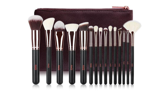 JMT-782346 Rose Gold Wool Bristle Makeup Brush with Wooden Handle - Portable 17.5CM Length