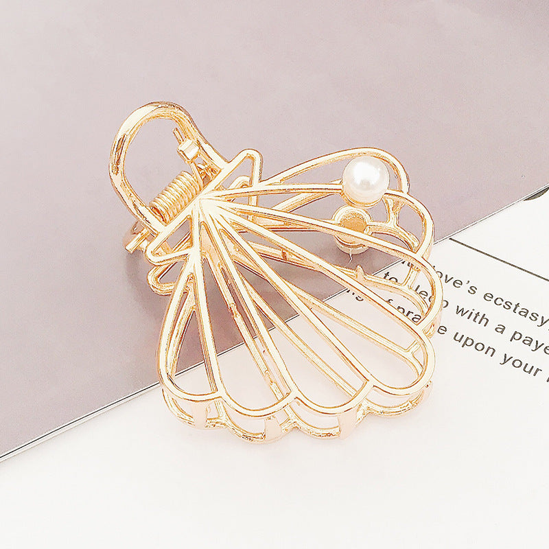JMT-782602 Elegant Pearl Hairpin Clip - Geometric Alloy Design with Electroplating Finish