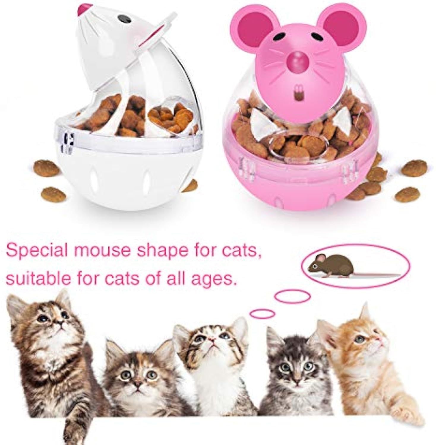 JMT-783370 Interactive Cat Slow Feed Treat Ball - Tumbler Shaped Pet Food Feeder Toy for Cats