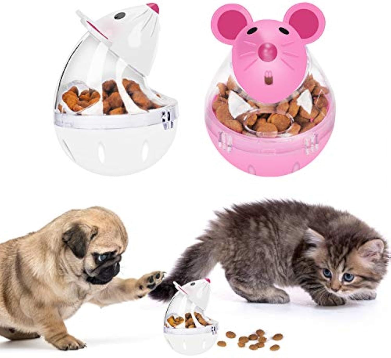 JMT-783370 Interactive Cat Slow Feed Treat Ball - Tumbler Shaped Pet Food Feeder Toy for Cats