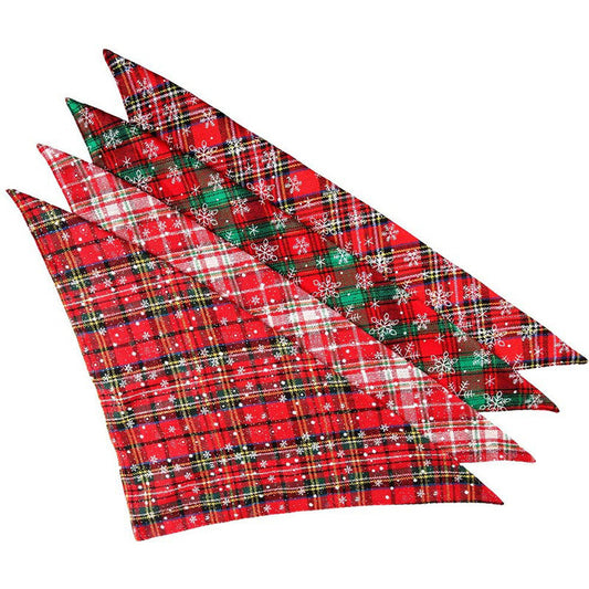 JMT-783690 Double-Layer Cotton Plaid Scarf for Cats and Dogs - Comfortable and Versatile All-Season Accessory