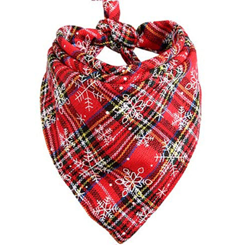 JMT-783690 Double-Layer Cotton Plaid Scarf for Cats and Dogs - Comfortable and Versatile All-Season Accessory