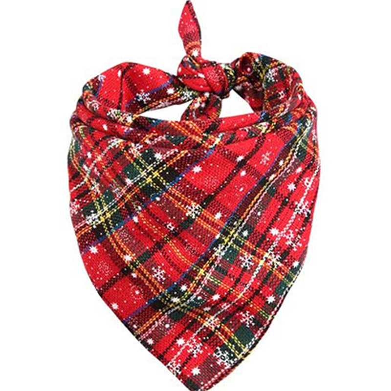 JMT-783690 Double-Layer Cotton Plaid Scarf for Cats and Dogs - Comfortable and Versatile All-Season Accessory