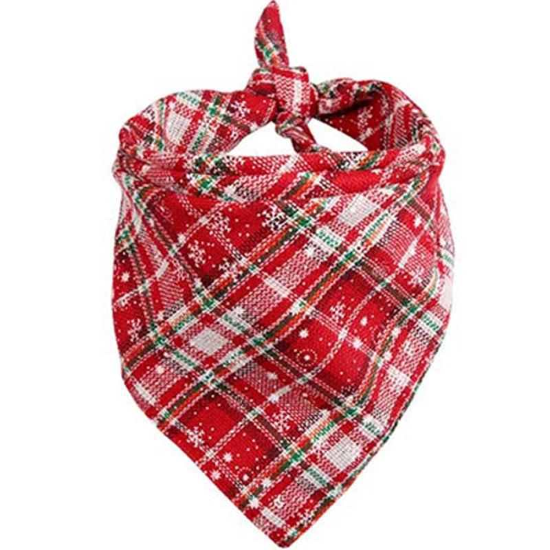 JMT-783690 Double-Layer Cotton Plaid Scarf for Cats and Dogs - Comfortable and Versatile All-Season Accessory