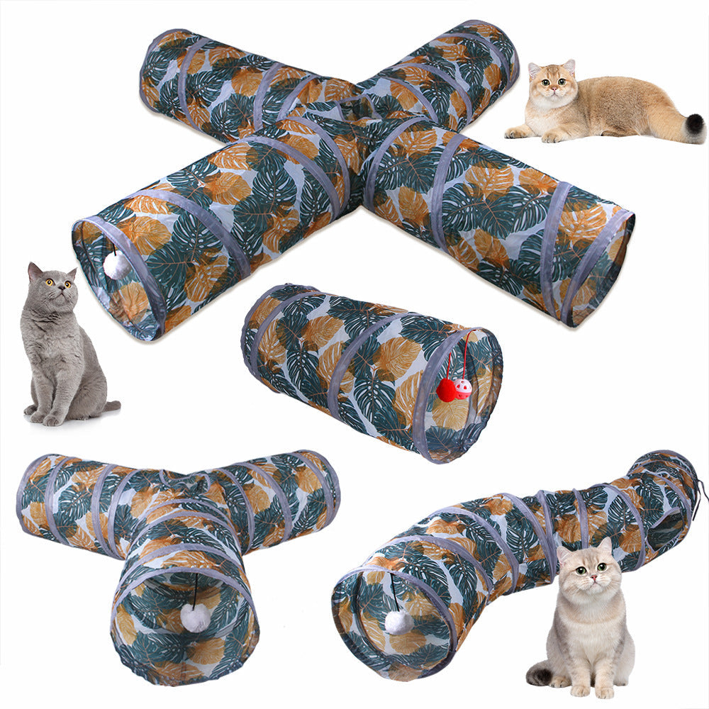 JMT-784202 Foldable Polyester Cat Tunnel Toy - Multiple Print Designs with Various Pass Options