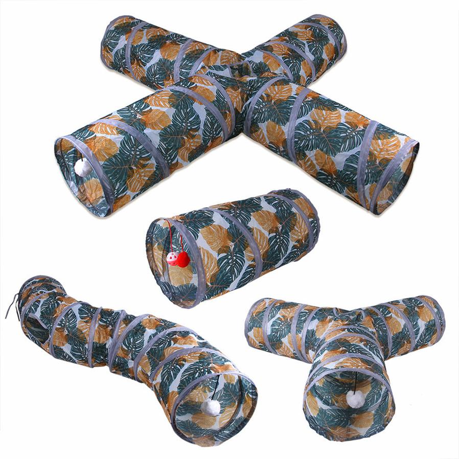 JMT-784202 Foldable Polyester Cat Tunnel Toy - Multiple Print Designs with Various Pass Options