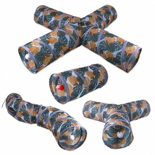 JMT-784202 Foldable Polyester Cat Tunnel Toy - Multiple Print Designs with Various Pass Options