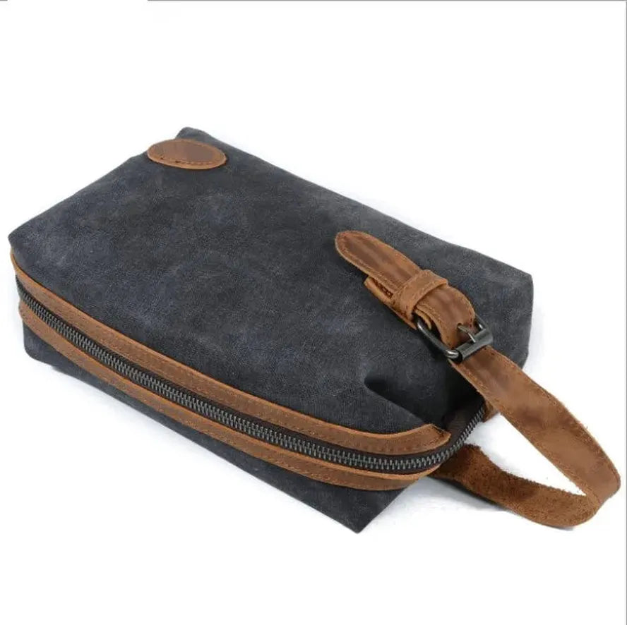 JMT-784266 Waterproof Canvas Travel Toiletry Bag for Men - Retro Style with Zipper Closure