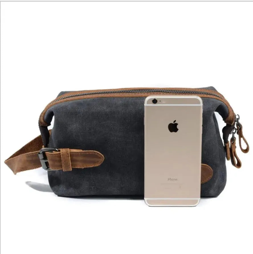 JMT-784266 Waterproof Canvas Travel Toiletry Bag for Men - Retro Style with Zipper Closure