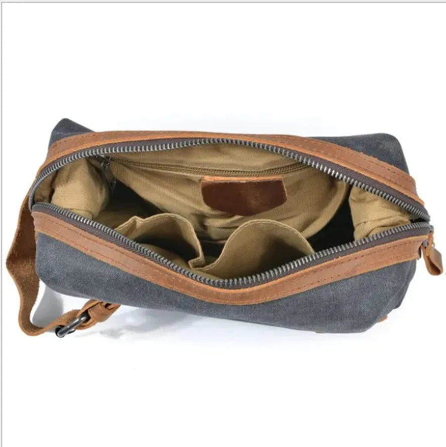 JMT-784266 Waterproof Canvas Travel Toiletry Bag for Men - Retro Style with Zipper Closure