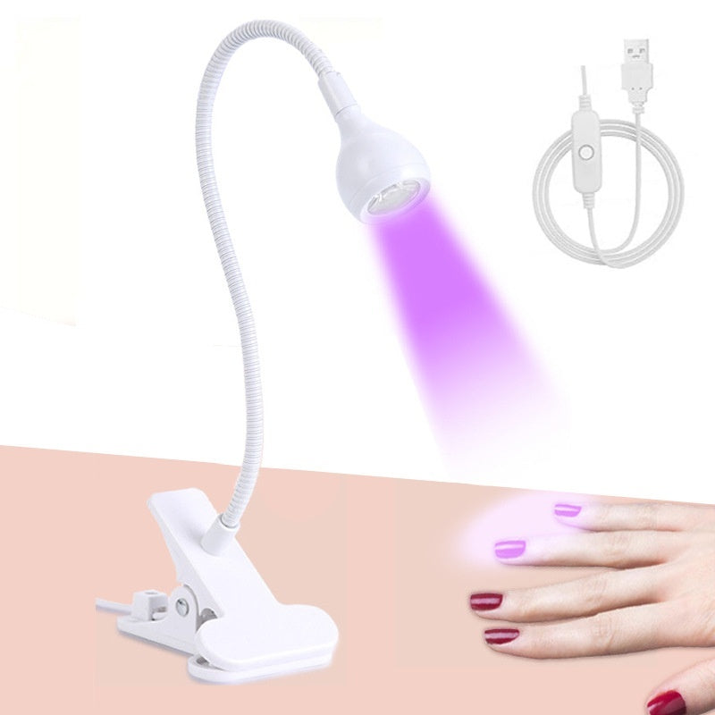 JMT-784522 Adjustable Gooseneck UV Nail Lamp with USB Clip for Efficient Nail Polish Curing