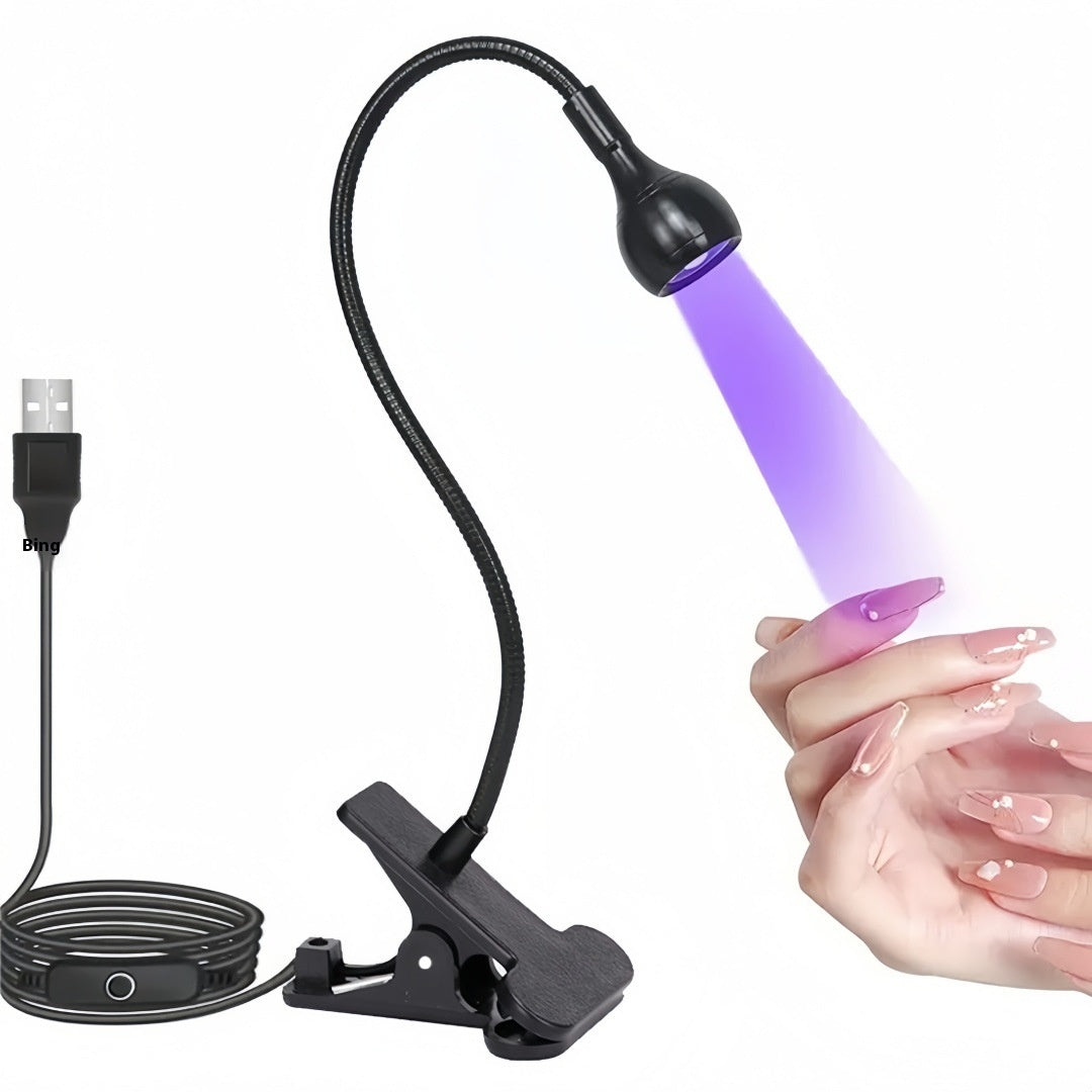 JMT-784522 Adjustable Gooseneck UV Nail Lamp with USB Clip for Efficient Nail Polish Curing