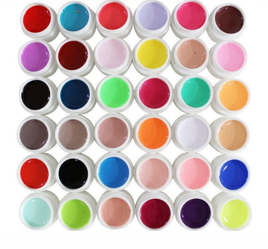 JMT-785674 Solid Color UV Nail Polish with Color Glue - 36 Shades of Solid, Glitter, and Sequin Options