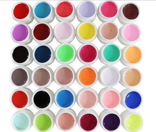 JMT-785674 Solid Color UV Nail Polish with Color Glue - 36 Shades of Solid, Glitter, and Sequin Options