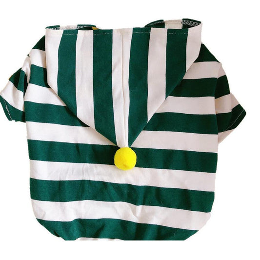 JMT-785994 Stretch Striped Hoodie for Dogs – Cotton Casual Sweater in Dark Green or Ginger Yellow