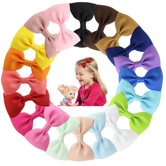 JMT-786058 Colorful Large Bow Tie Hair Clip for Children - Eco-friendly Polyester with Stainless Steel Clip