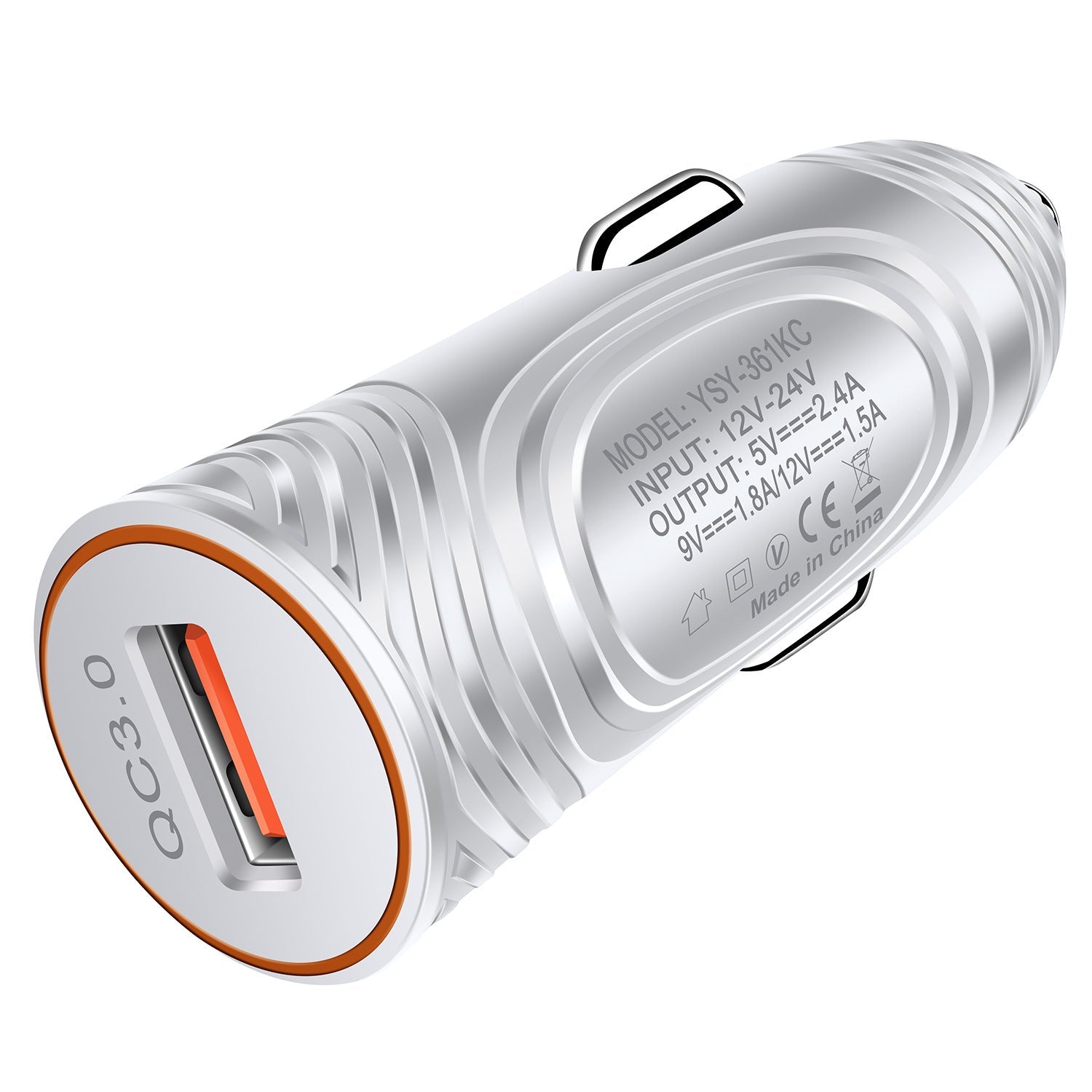 JMT-786058 USB Car Charger with QC3.0 and 3.1A Dual Ports in White and Black