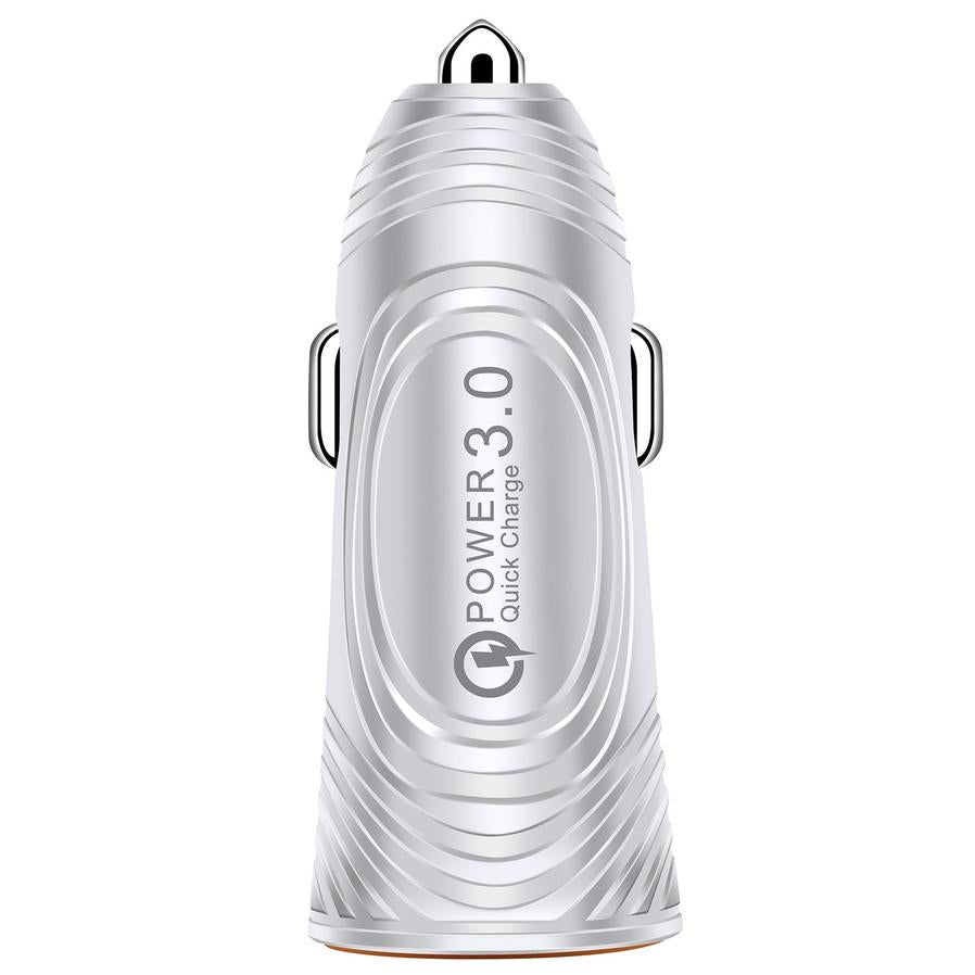 JMT-786058 USB Car Charger with QC3.0 and 3.1A Dual Ports in White and Black