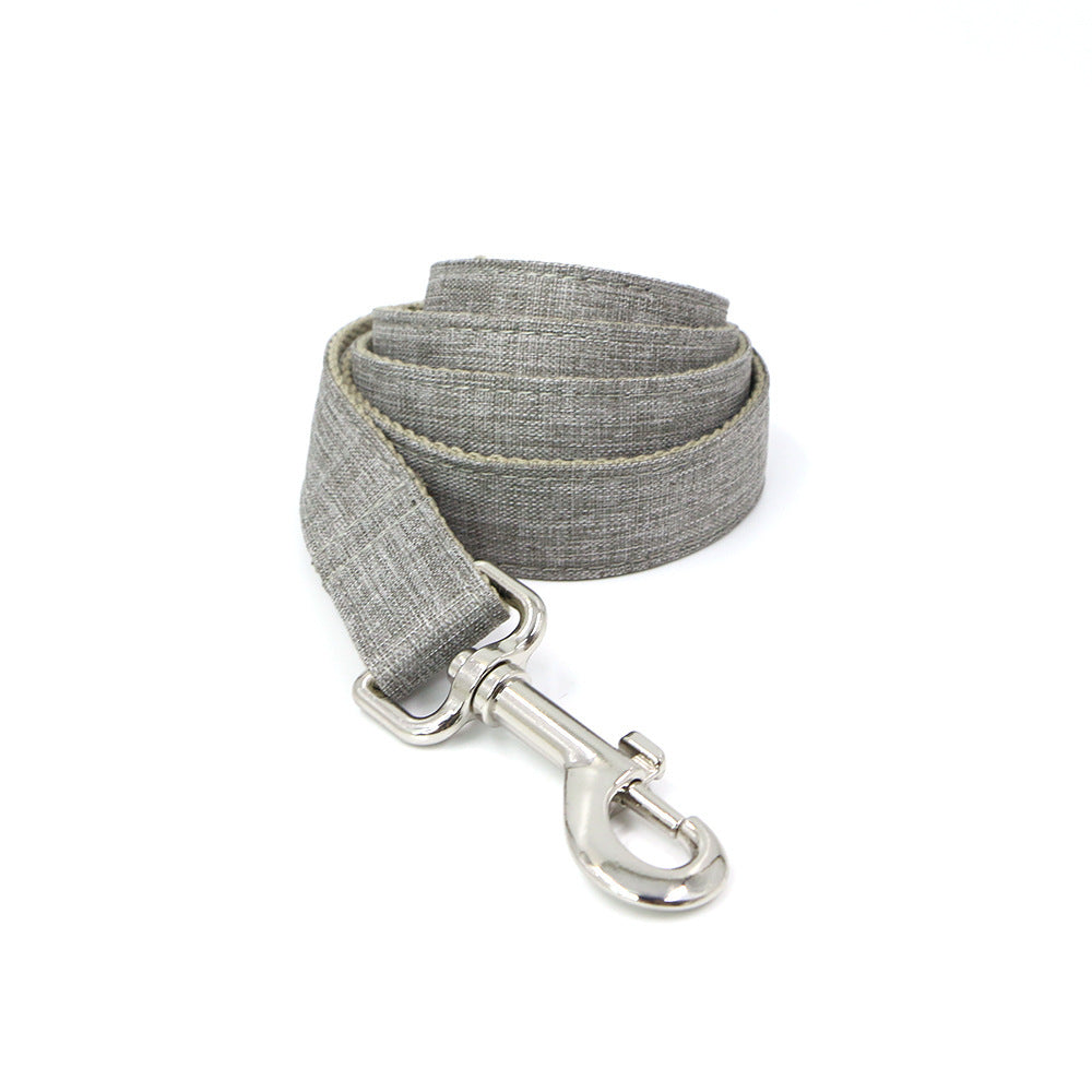 JMT-786186 Gentleman Gray Polyester Dog Collar with Leash for Outdoor Walking