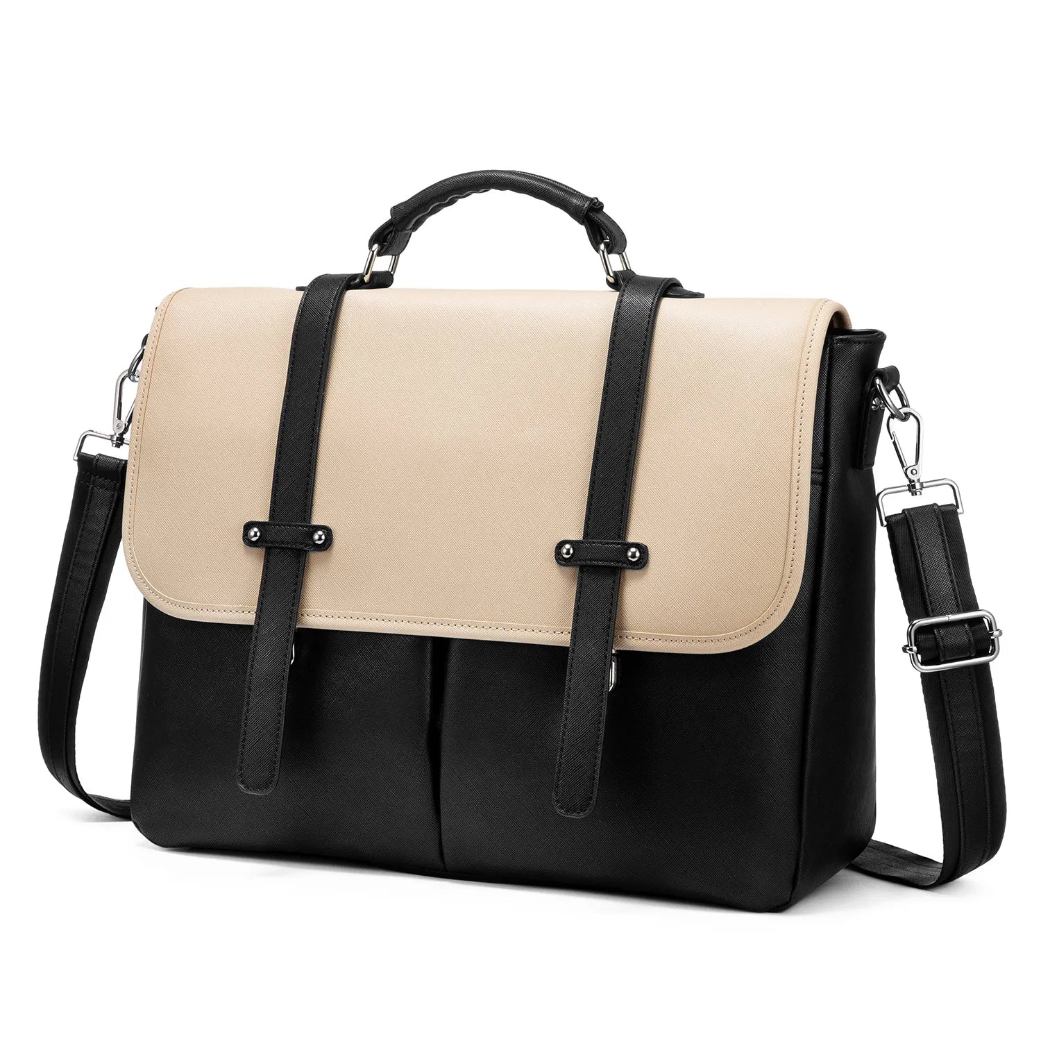 JMT-786250 15.6 Inches Multi-Pocket Leather Laptop Tote Bag for Women – Versatile Work and Shoulder Briefcase