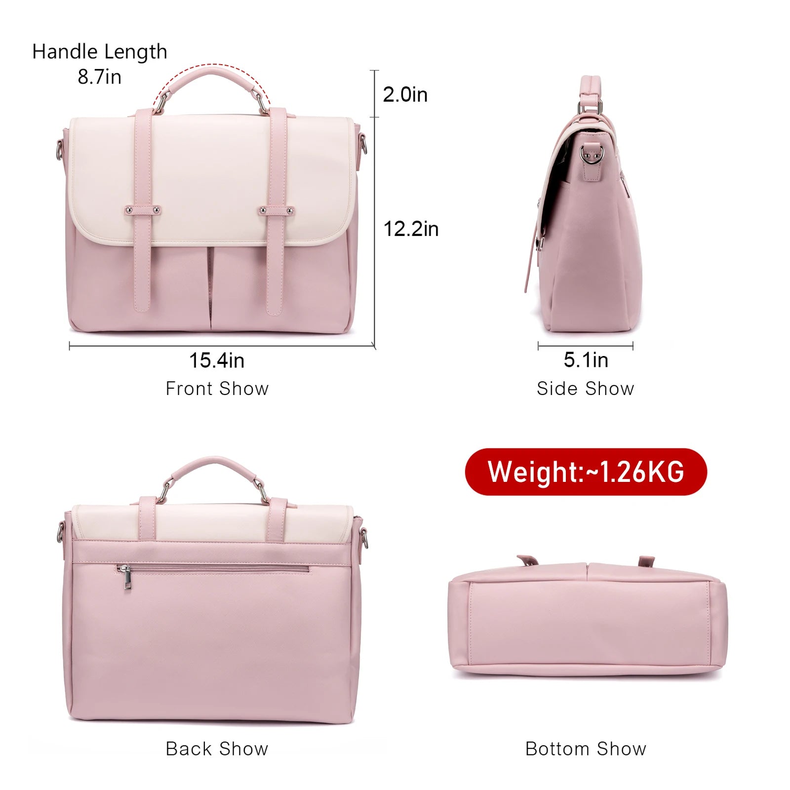JMT-786250 15.6 Inches Multi-Pocket Leather Laptop Tote Bag for Women – Versatile Work and Shoulder Briefcase