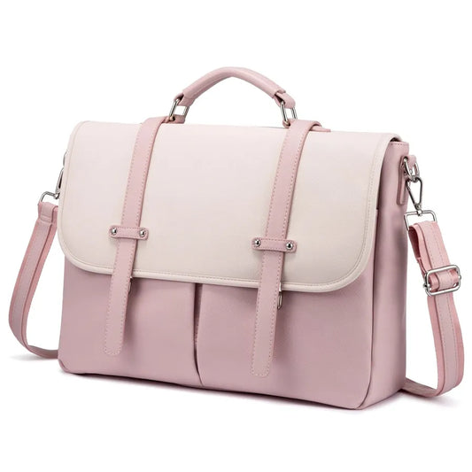 JMT-786250 15.6 Inches Multi-Pocket Leather Laptop Tote Bag for Women – Versatile Work and Shoulder Briefcase