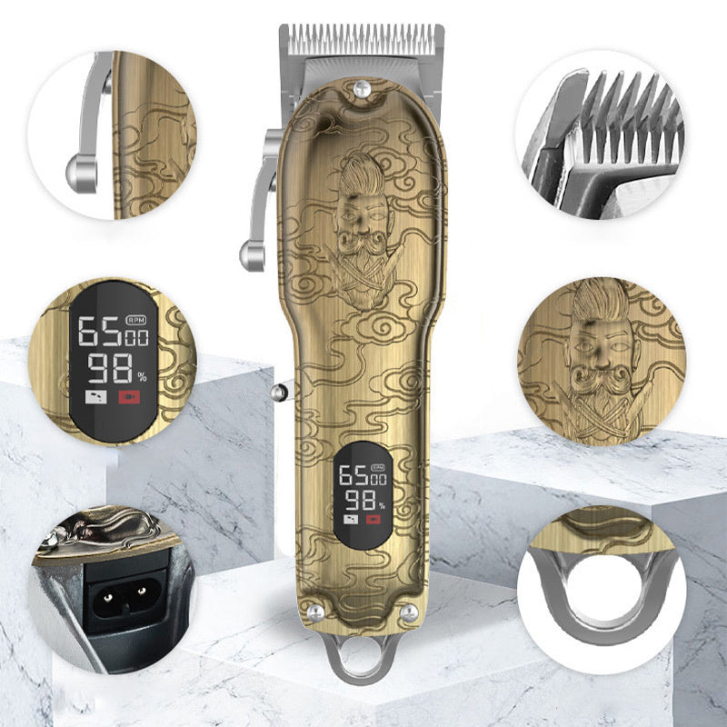 JMT-786506 LCD Digital Hair Clipper with Stainless Steel Blades and All-Metal Body, 4-Hour Runtime, Model JM-106