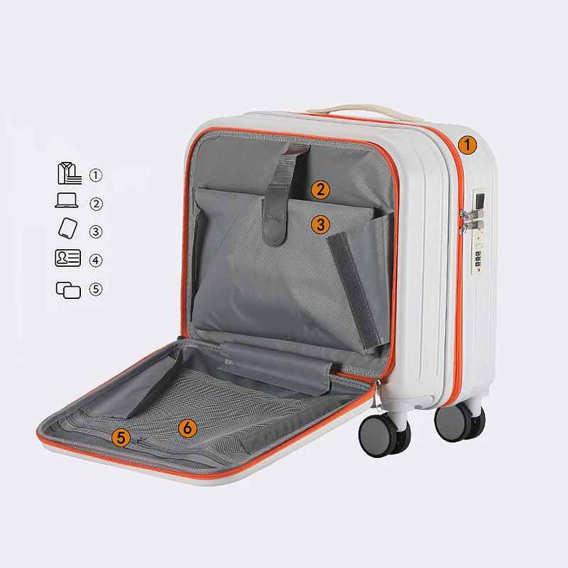 JMT-786570 Unisex 18" Trolley Luggage with Laptop Pocket for Mini Travel and Business Trips
