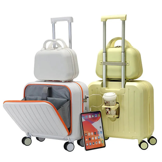 JMT-786570 Unisex 18" Trolley Luggage with Laptop Pocket for Mini Travel and Business Trips