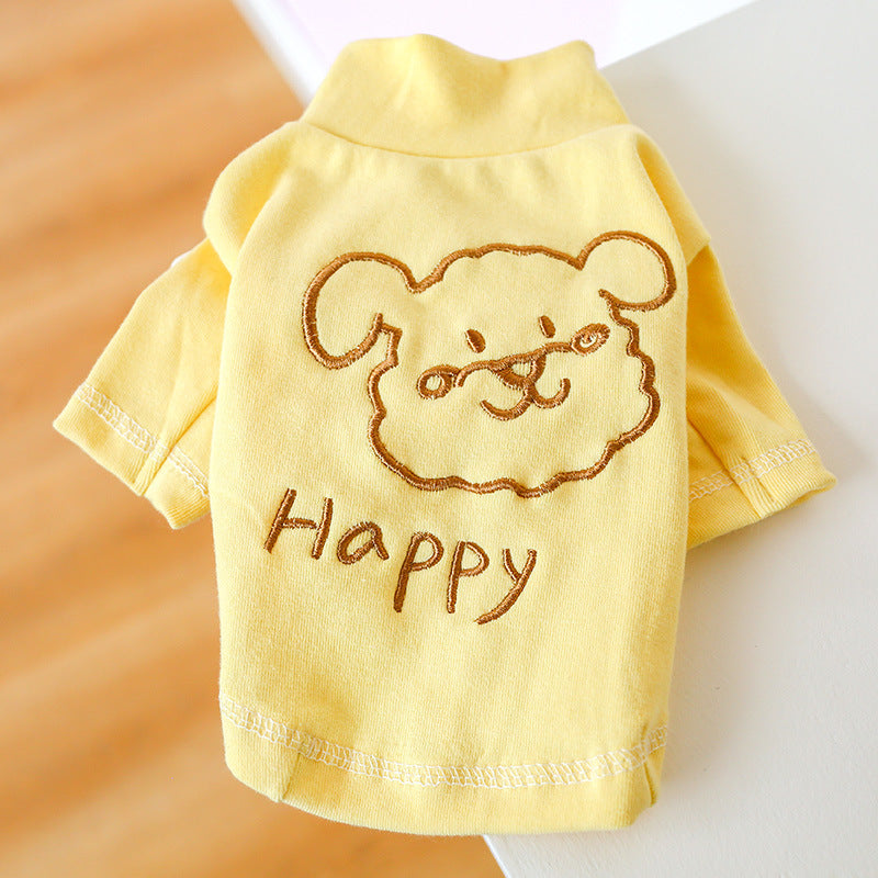 JMT-787146 Happy Puppy Two-Legged Clothing - Blue & Yellow Bottoming Shirt for Pets