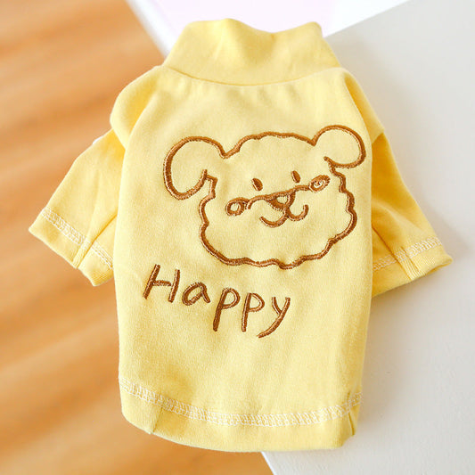 JMT-787146 Happy Puppy Two-Legged Clothing - Blue & Yellow Bottoming Shirt for Pets