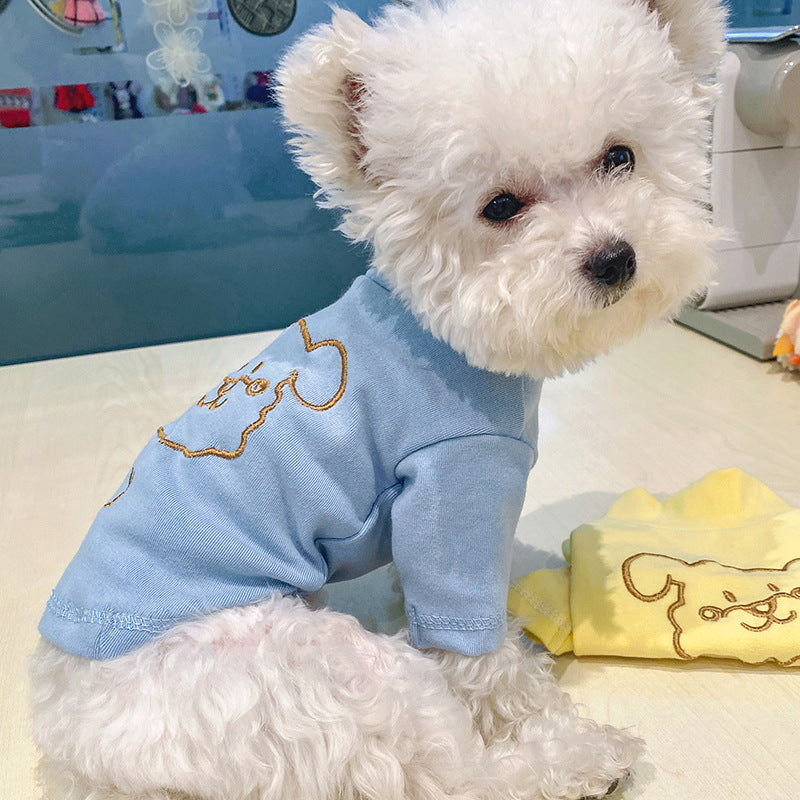 JMT-787146 Happy Puppy Two-Legged Clothing - Blue & Yellow Bottoming Shirt for Pets